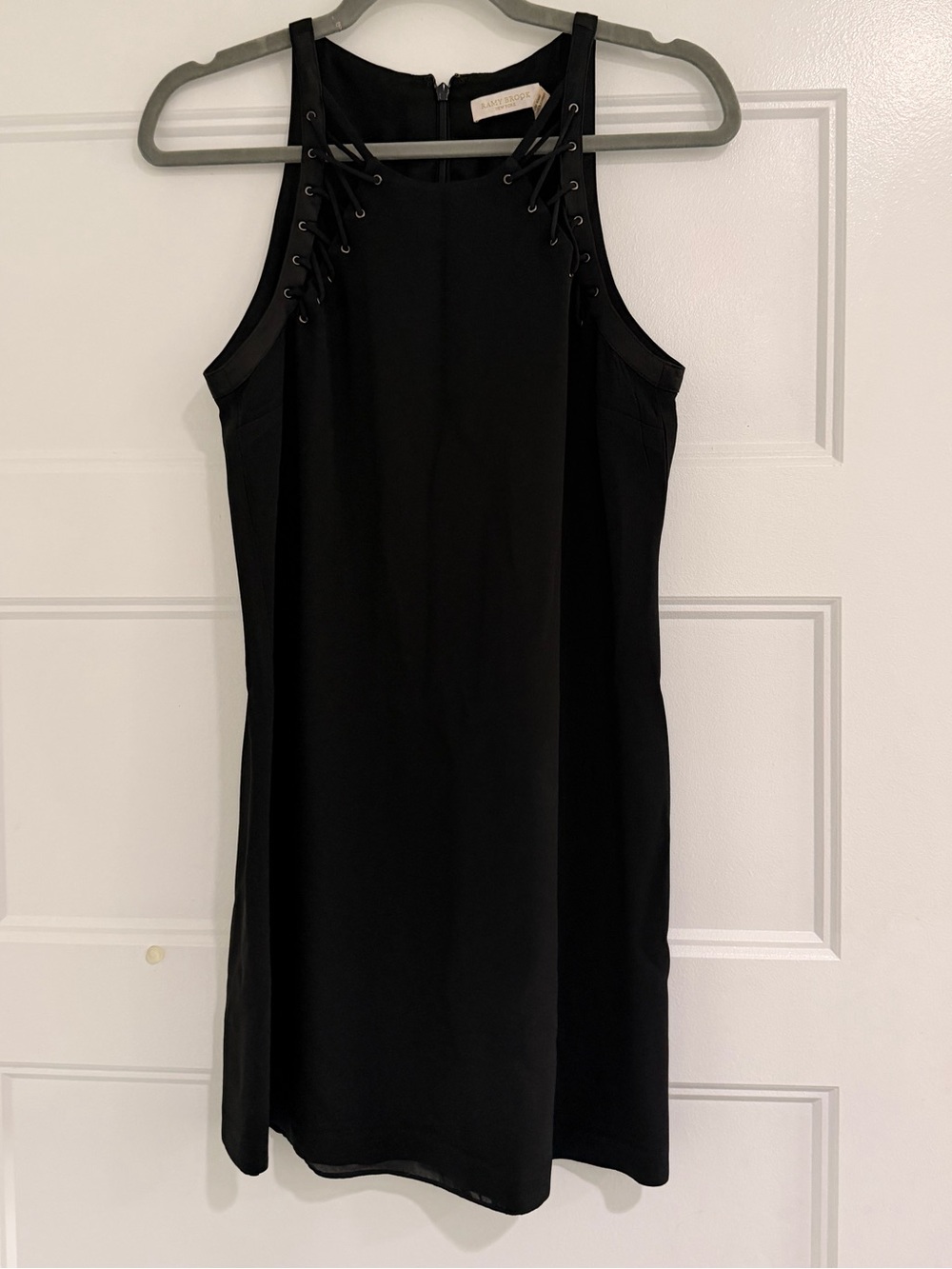 Ramy Brook Black Lace-Up Halter Mini Dress